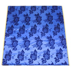 Hibiscus Floral in Royal Blue Silk Velvet Textile