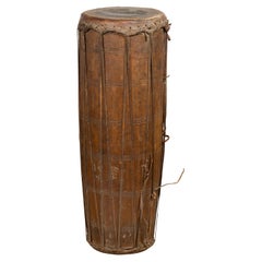 Antique Thai 19th Century Wood and Leather Klong Khaek Processional Drum