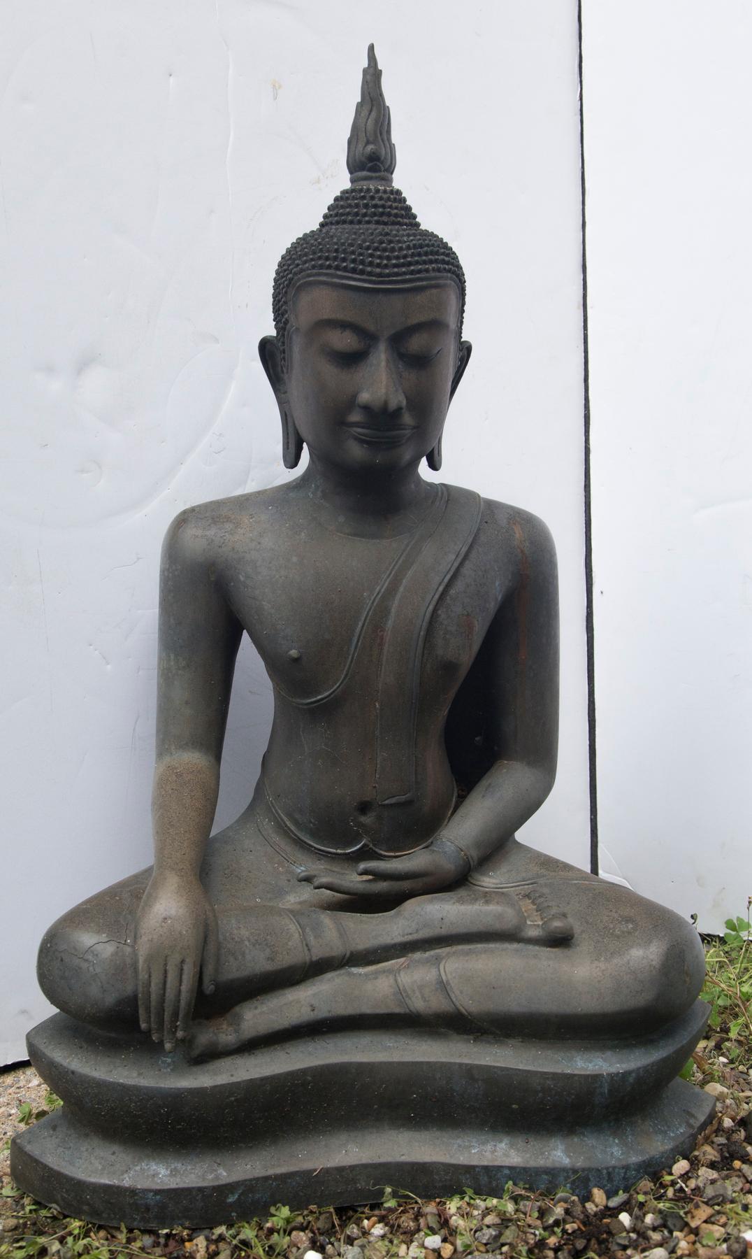 Patinated Thai Bronze Buddha For Sale