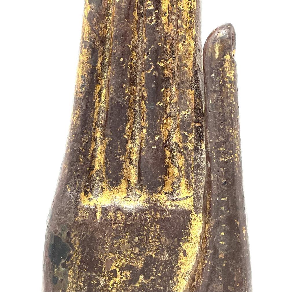 Antique Thai Bronze Buddha Hand Fragment, Absence of Fear For Sale 3