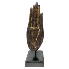 Antiguo Fragmento de Mano de Buda Tailandés de Bronce, Ausencia de Miedo