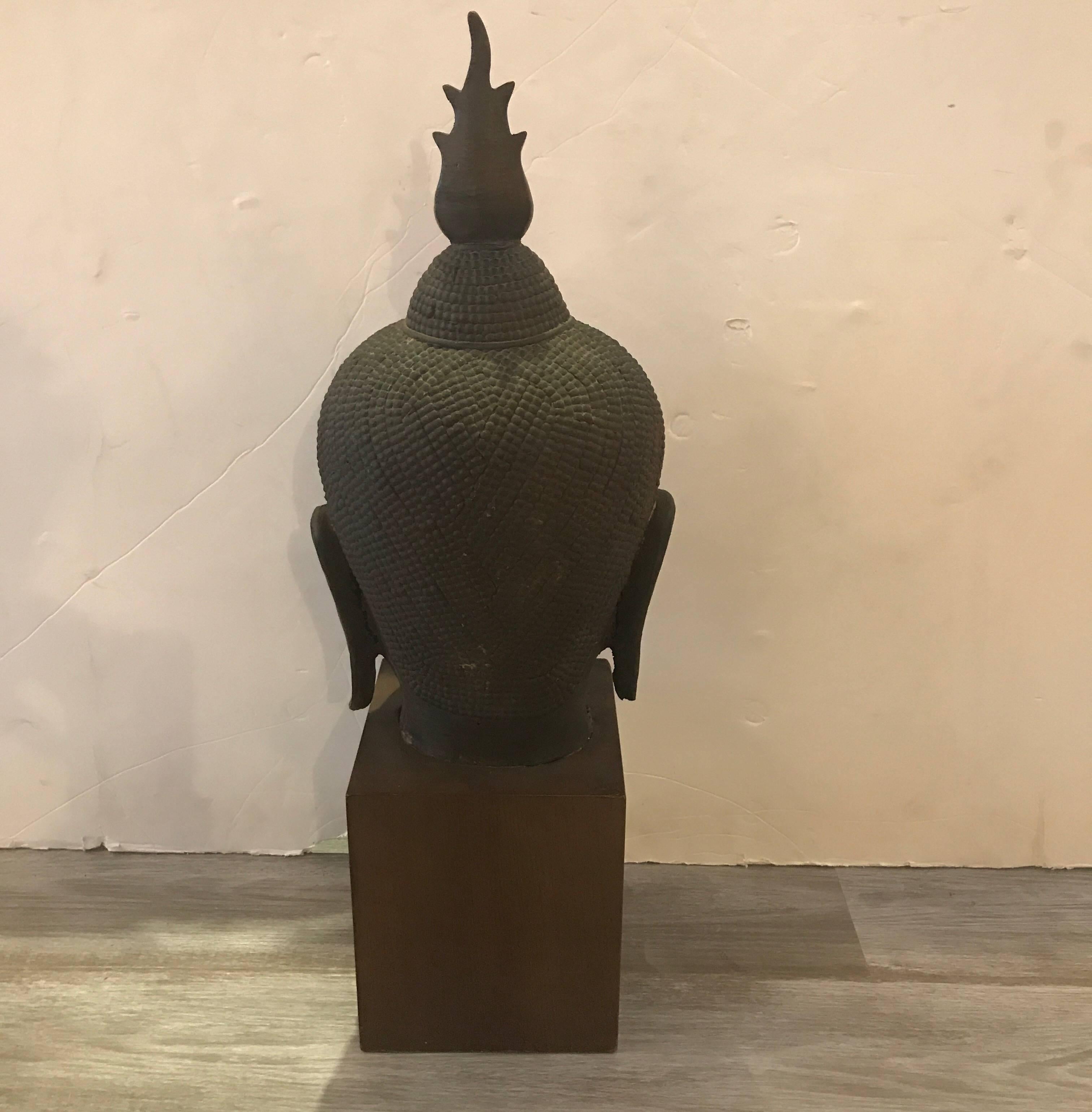 Antique Thai Bronze Buddha Head 4