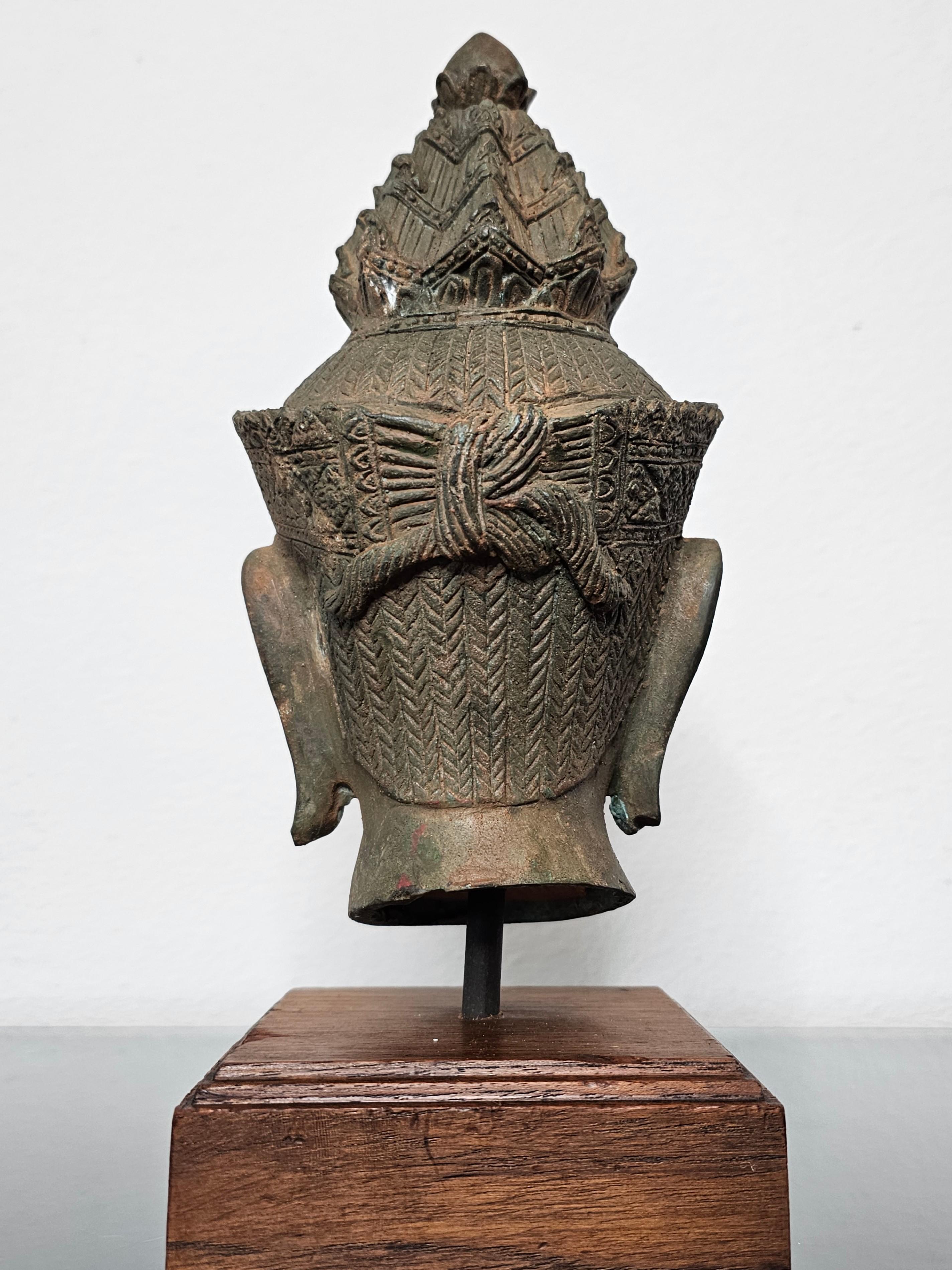 Antique Thai Bronze Buddha Head Statue Fragment 4