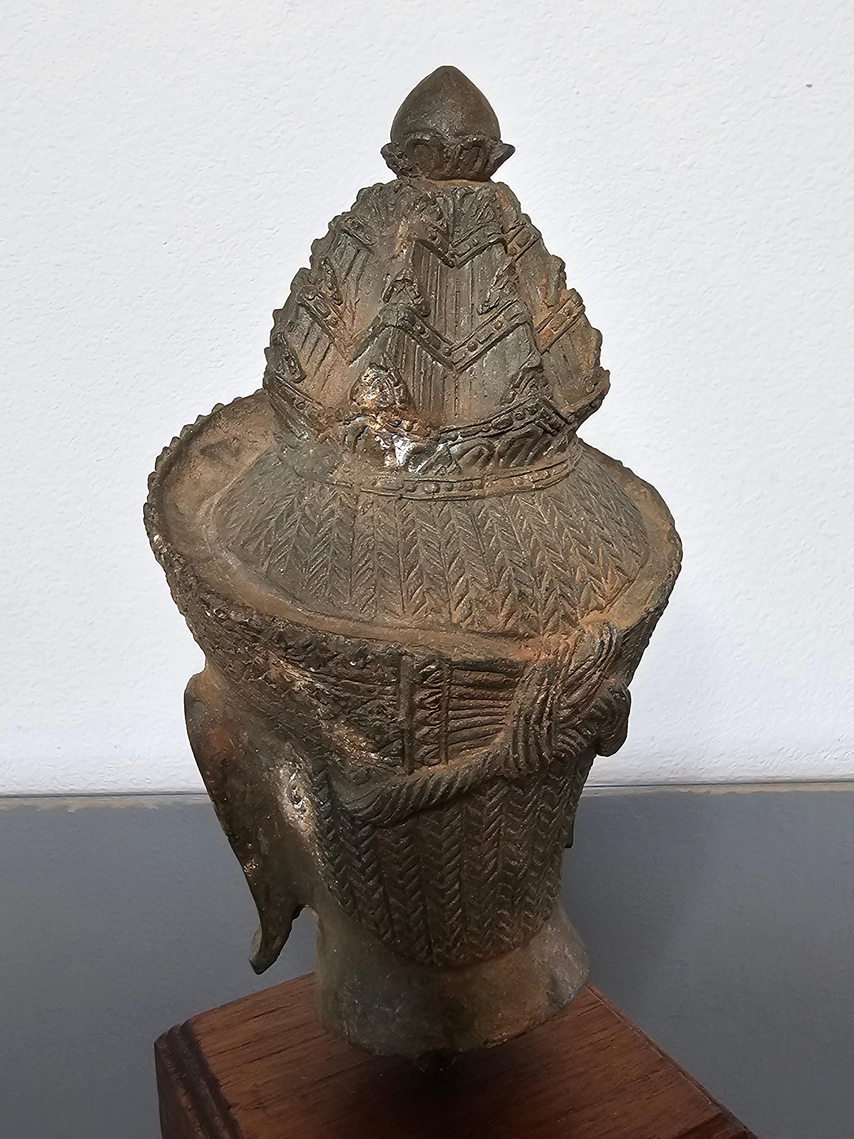 Antique Thai Bronze Buddha Head Statue Fragment 5