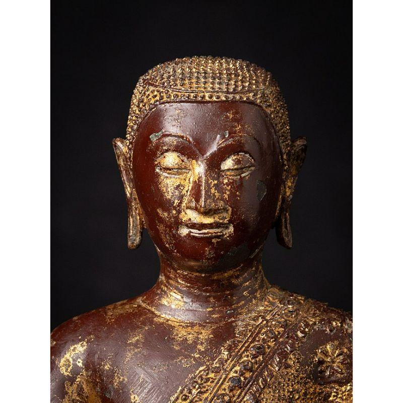 Antique Thai Bronze Monk Statue from Thailand For Sale 6
