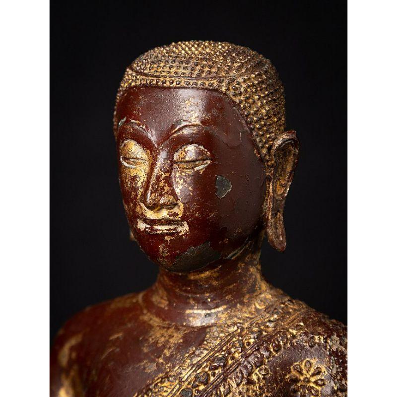 Antique Thai Bronze Monk Statue from Thailand For Sale 11