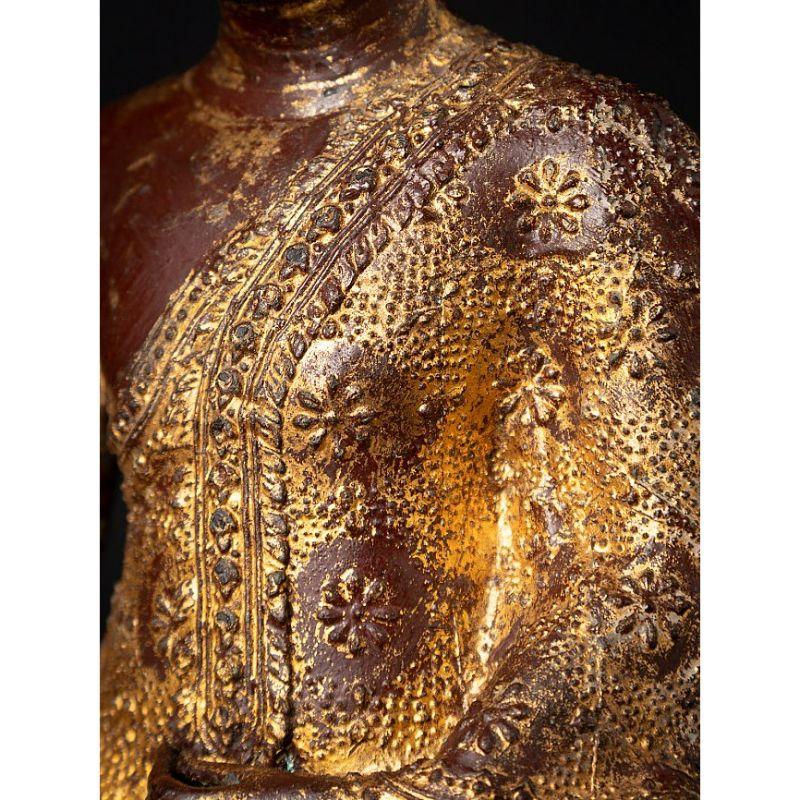 Antique Thai Bronze Monk Statue from Thailand For Sale 12