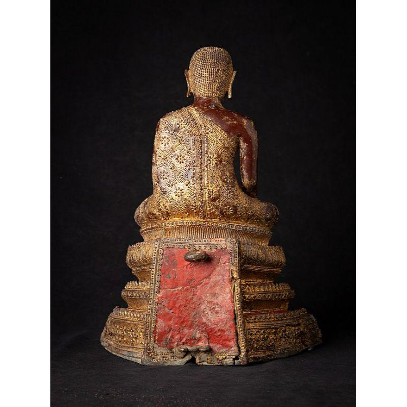 19th Century Antique Thai Bronze Monk Statue from Thailand For Sale