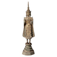 Antiker thailändischer Rattanakosin-Buddha aus Bronze aus Thailand