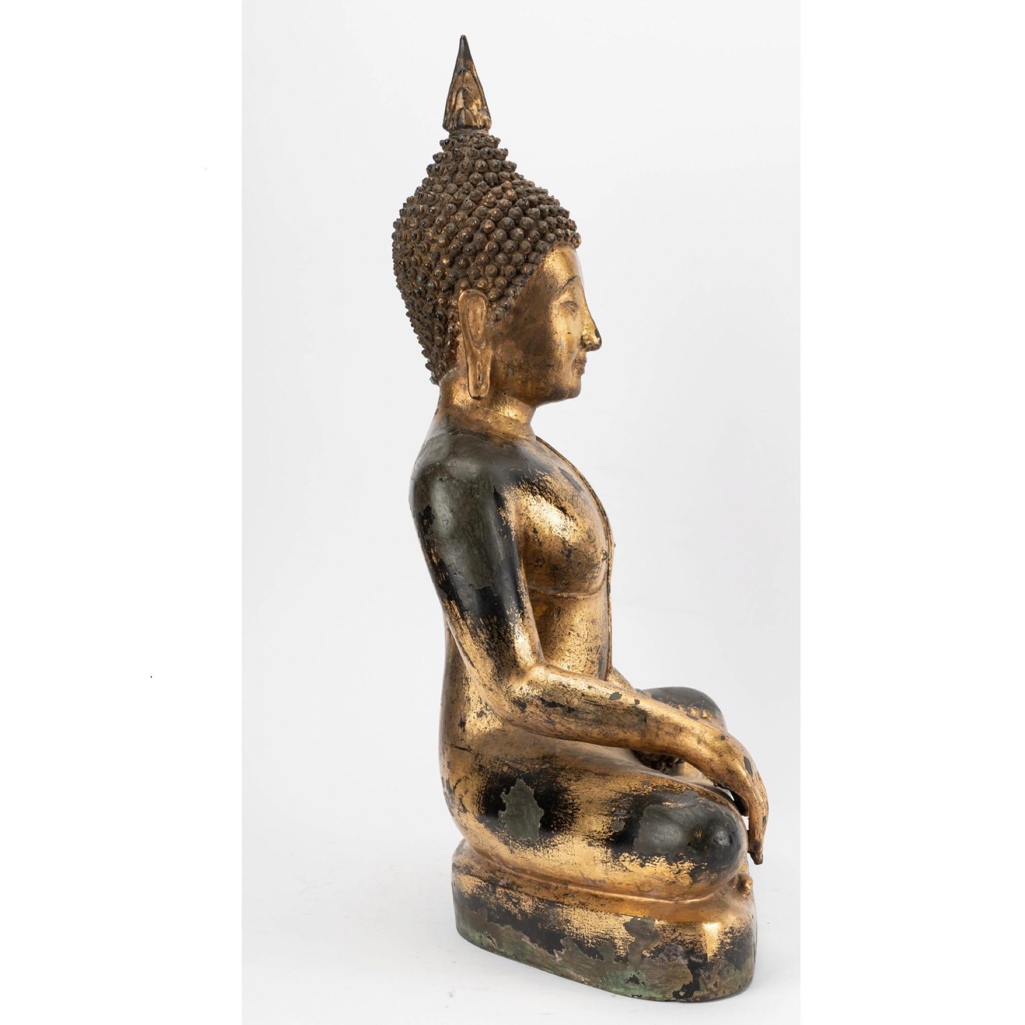 Other Antique Thai Bronze Seated Buddha in Sukhothai style, 19th century For Sale