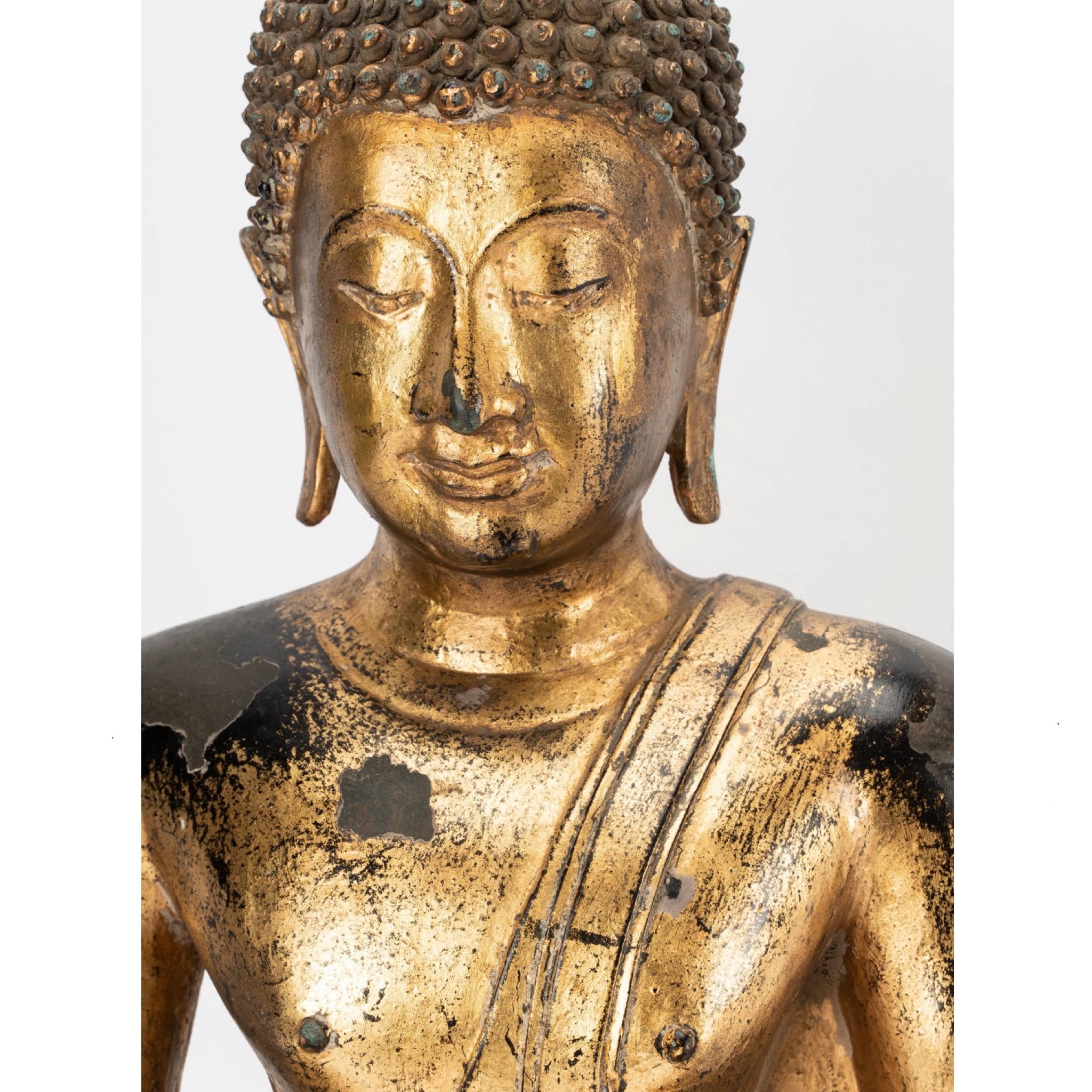 19th Century Antique Thai Bronze Seated Buddha in Sukhothai style, 19th century For Sale