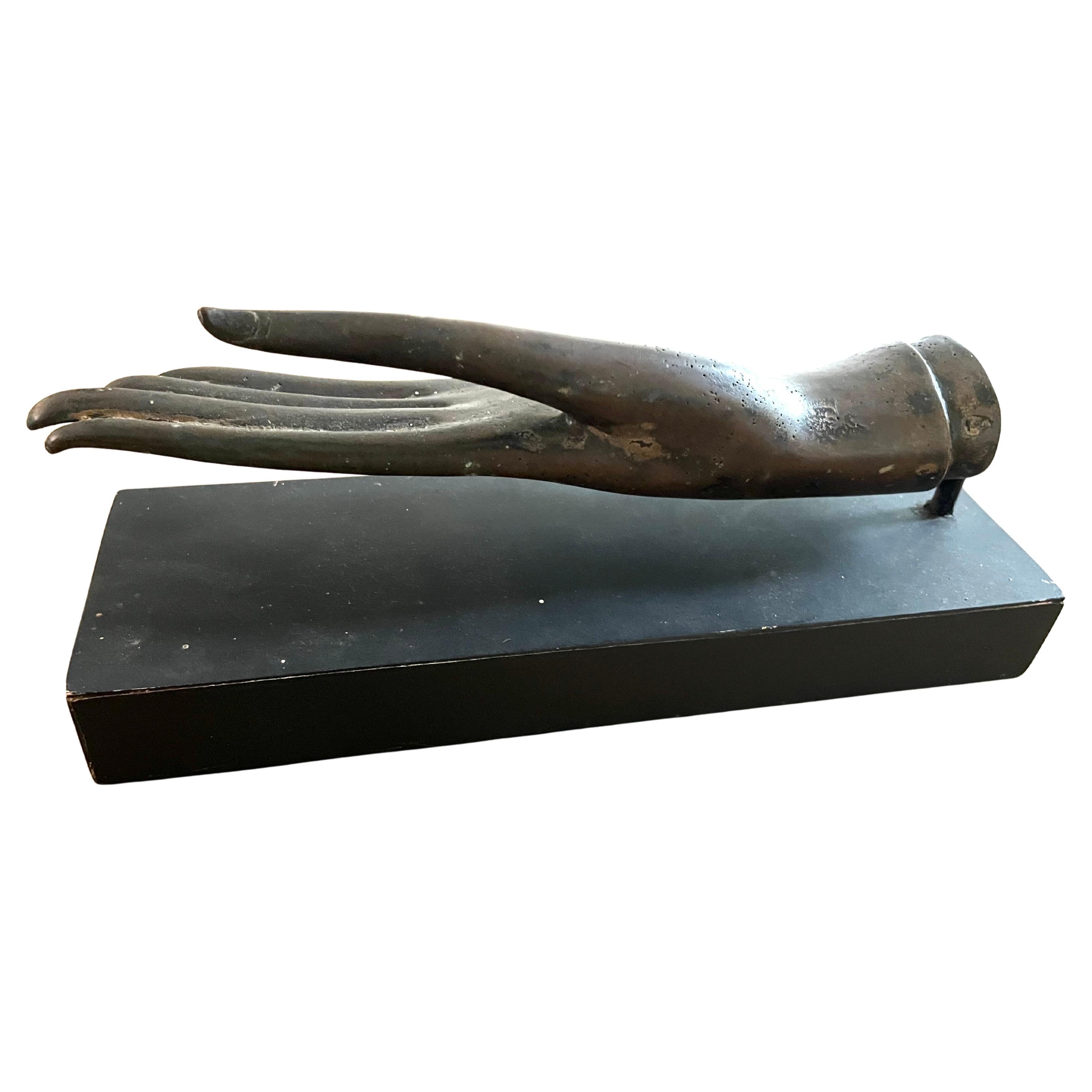 Antike Thai Buddha Hand in Bronze, montiert