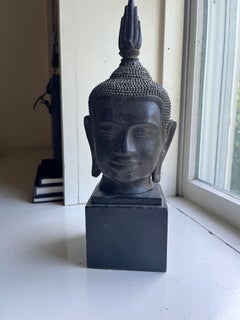 Antique Thai Buddha Head in Bronze