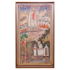 Used Thai Buddhist Banner Painting