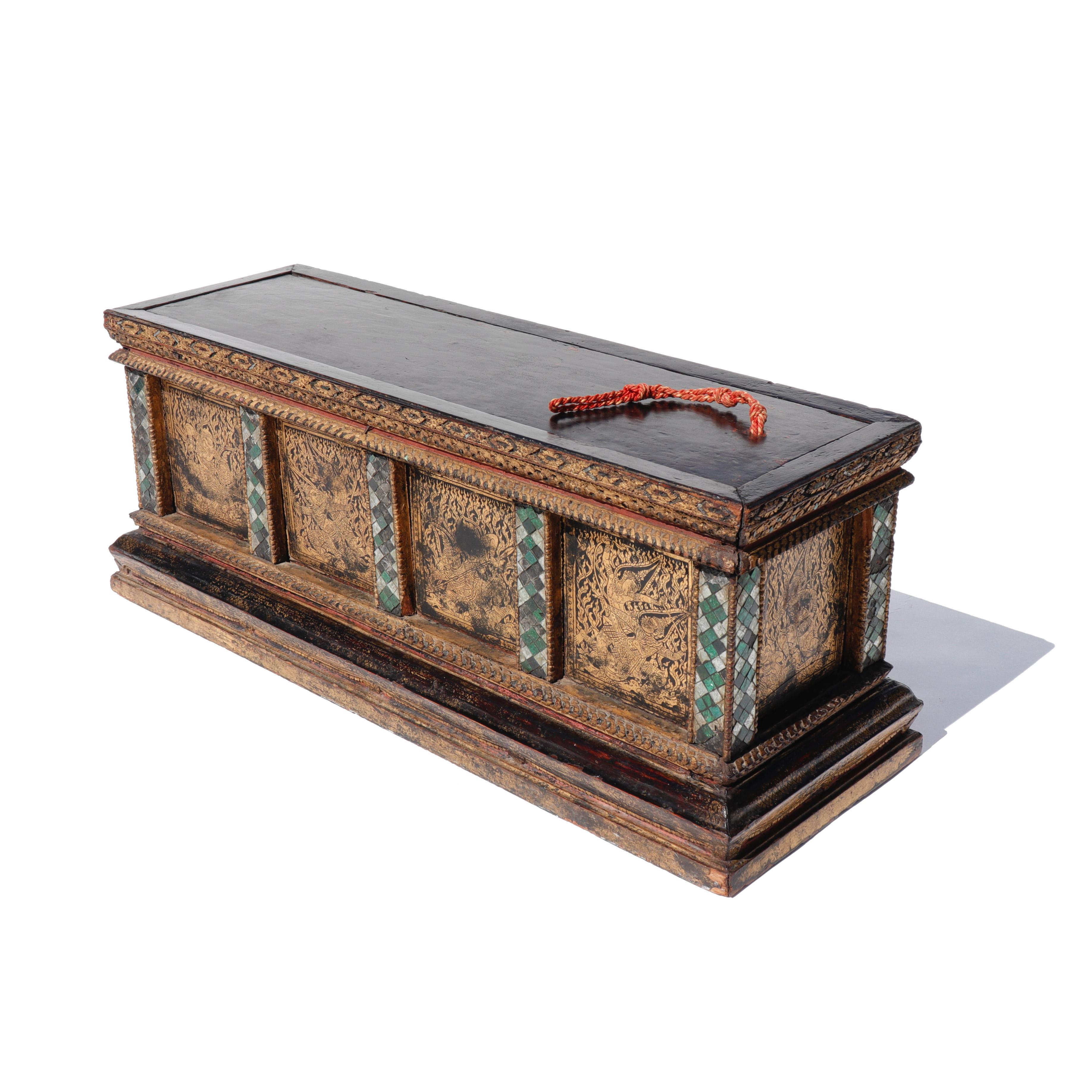 Antique Thai Buddhist Manuscript Box, Rattanakosin Kingdom 8