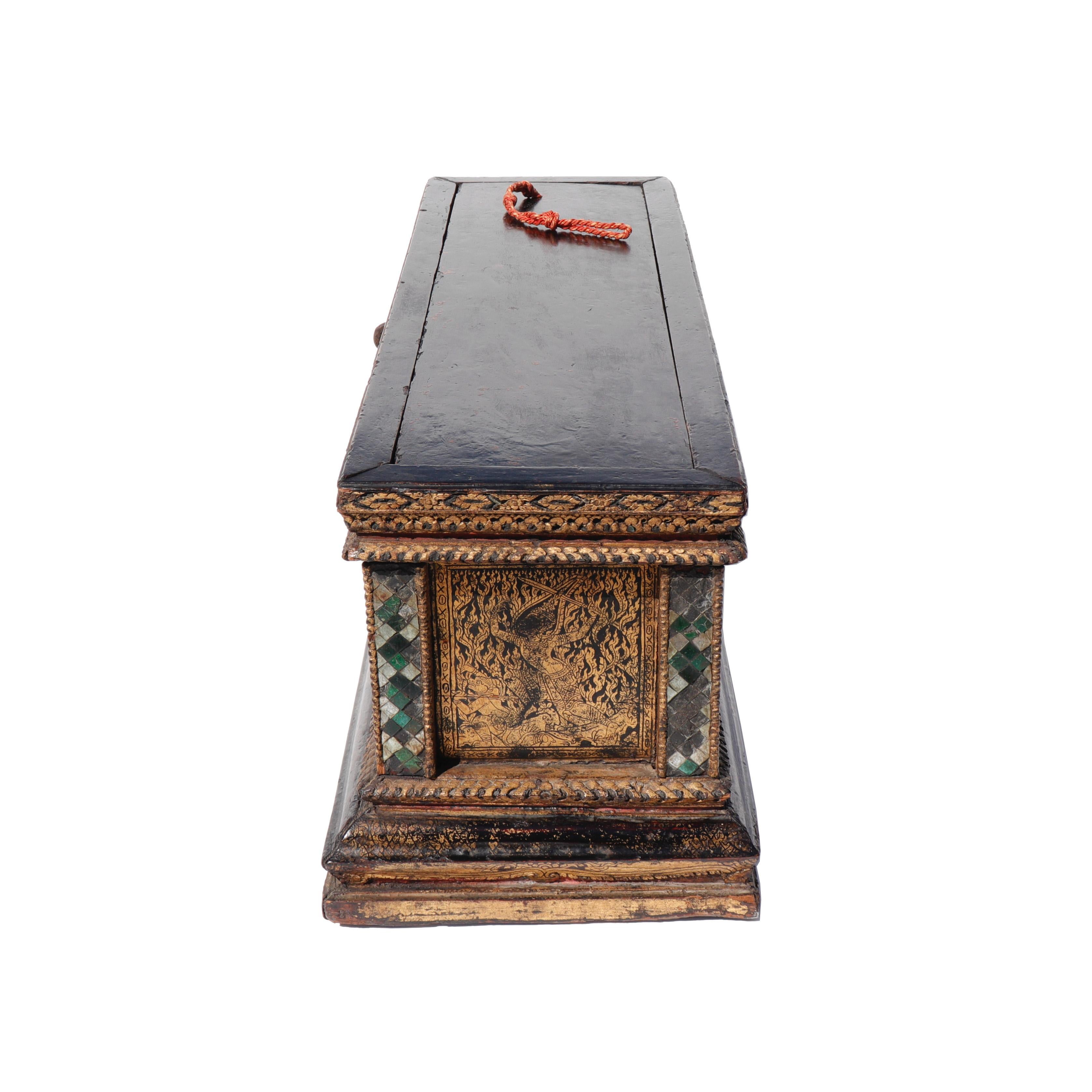 Antique Thai Buddhist Manuscript Box, Rattanakosin Kingdom 9