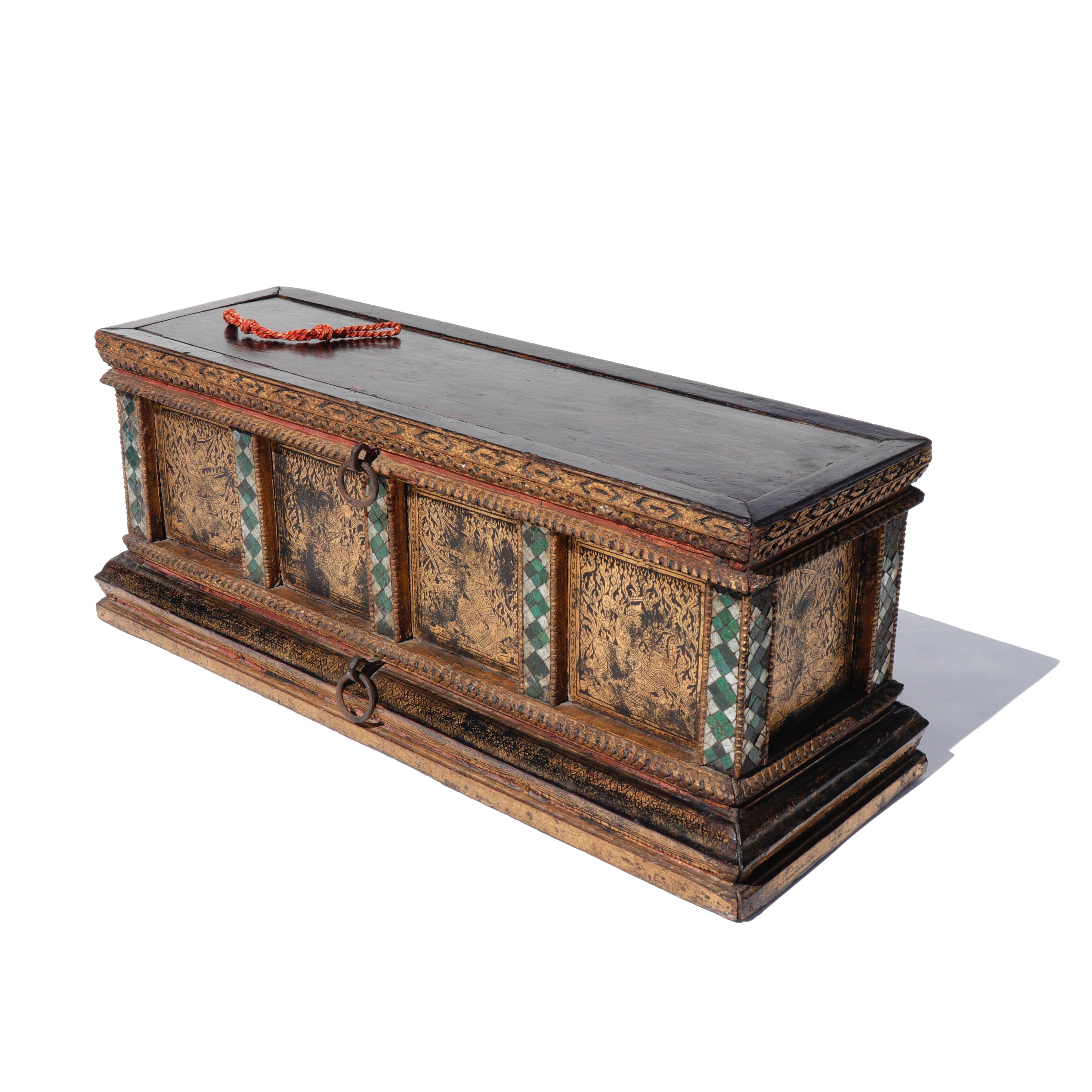 Antique Thai Buddhist Manuscript Box, Rattanakosin Kingdom 10