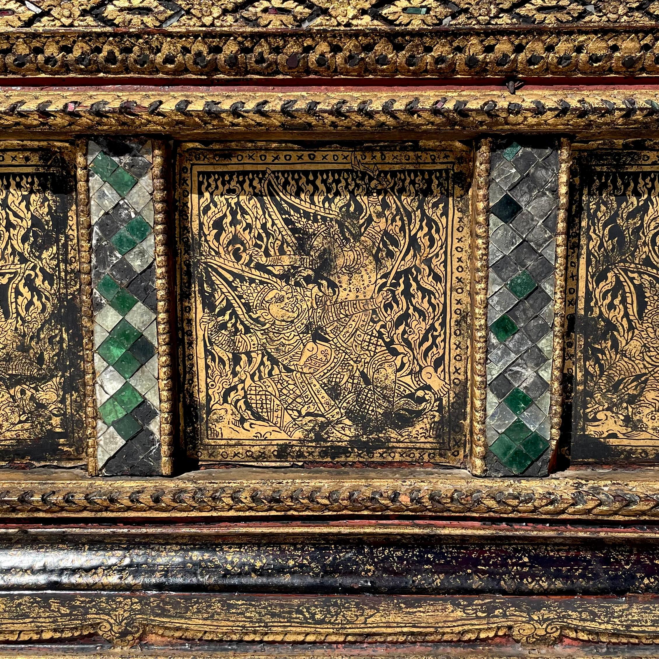 Antique Thai Buddhist Manuscript Box, Rattanakosin Kingdom In Good Condition In Point Richmond, CA