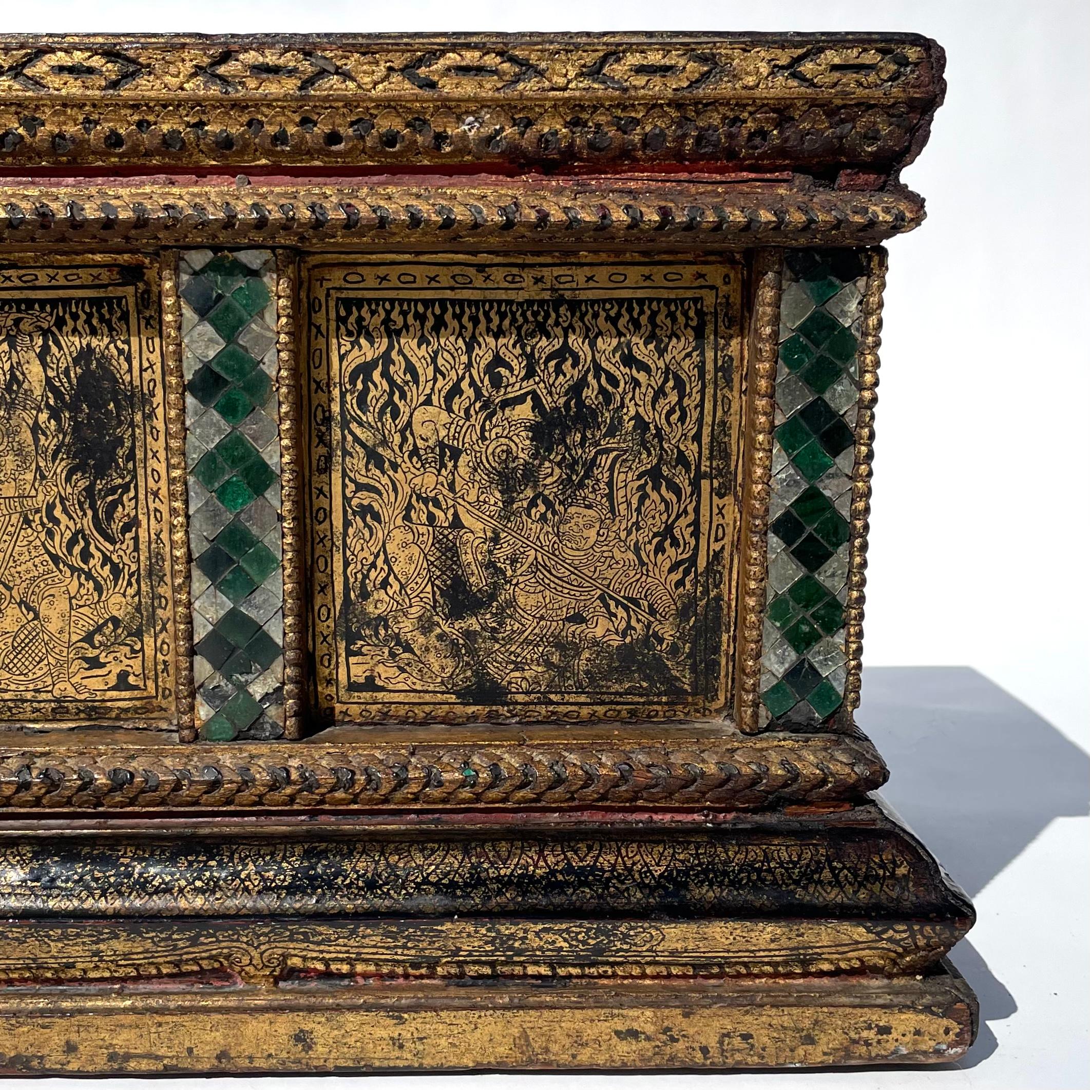 Antique Thai Buddhist Manuscript Box, Rattanakosin Kingdom 1