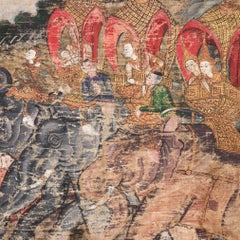 Antique Thai Buddhist Narrative Painting, “Return to the Capital”