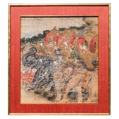 Antique Thai Buddhist Narrative Painting, “Return to the Capital”