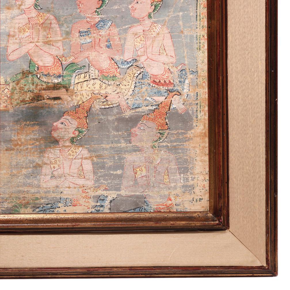Other Antique Thai Buddhist painting on cloth, Phra Malai For Sale