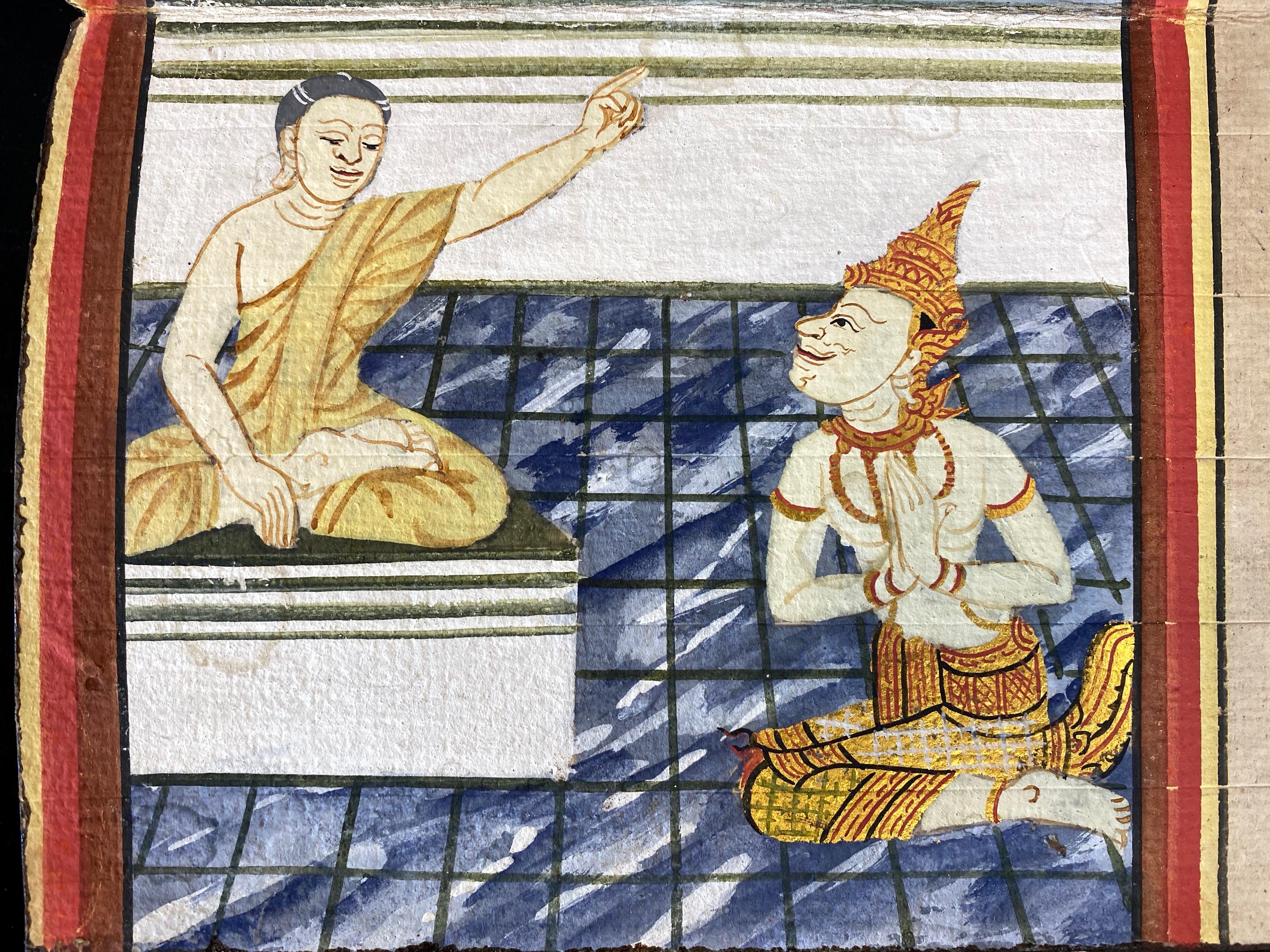 Antique Thai Buddhist Phra Malai Samut Khoi Illustrated Manuscript, 19th Century 6