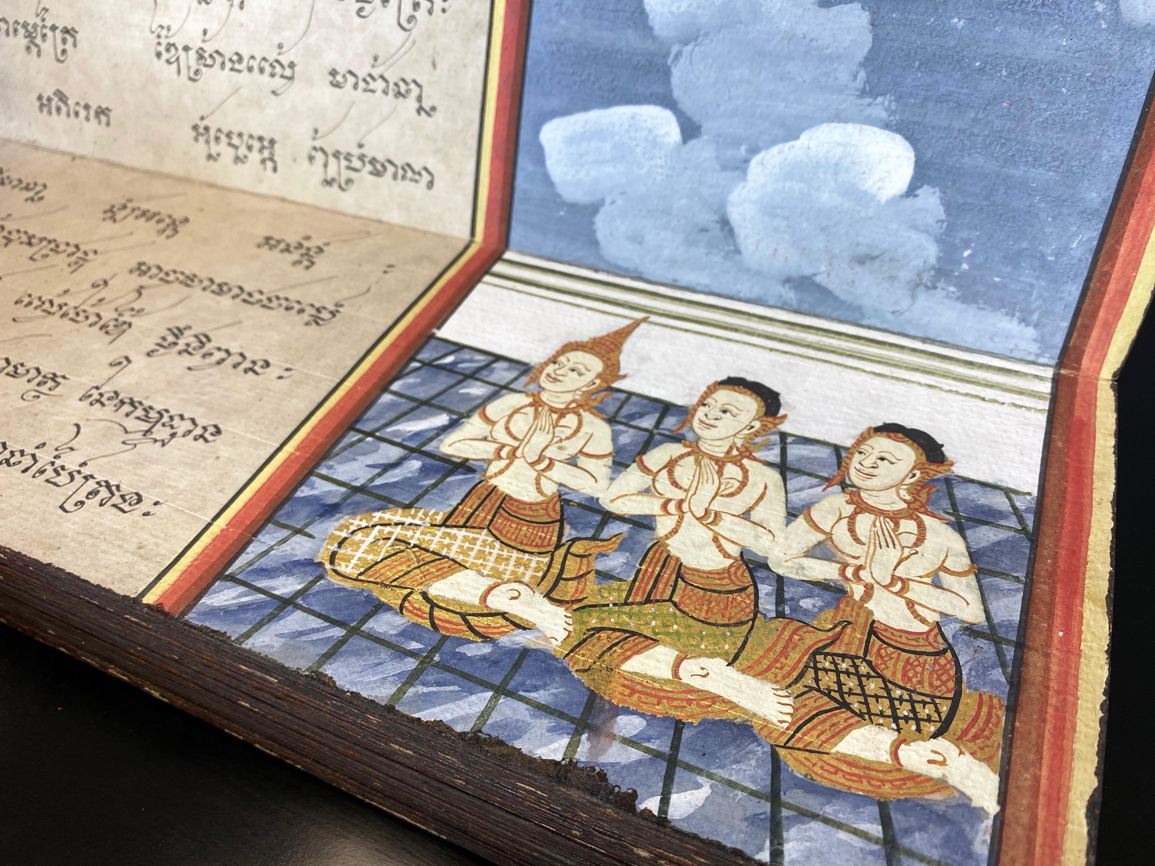 Antique Thai Buddhist Phra Malai Samut Khoi Illustrated Manuscript, 19th Century 7