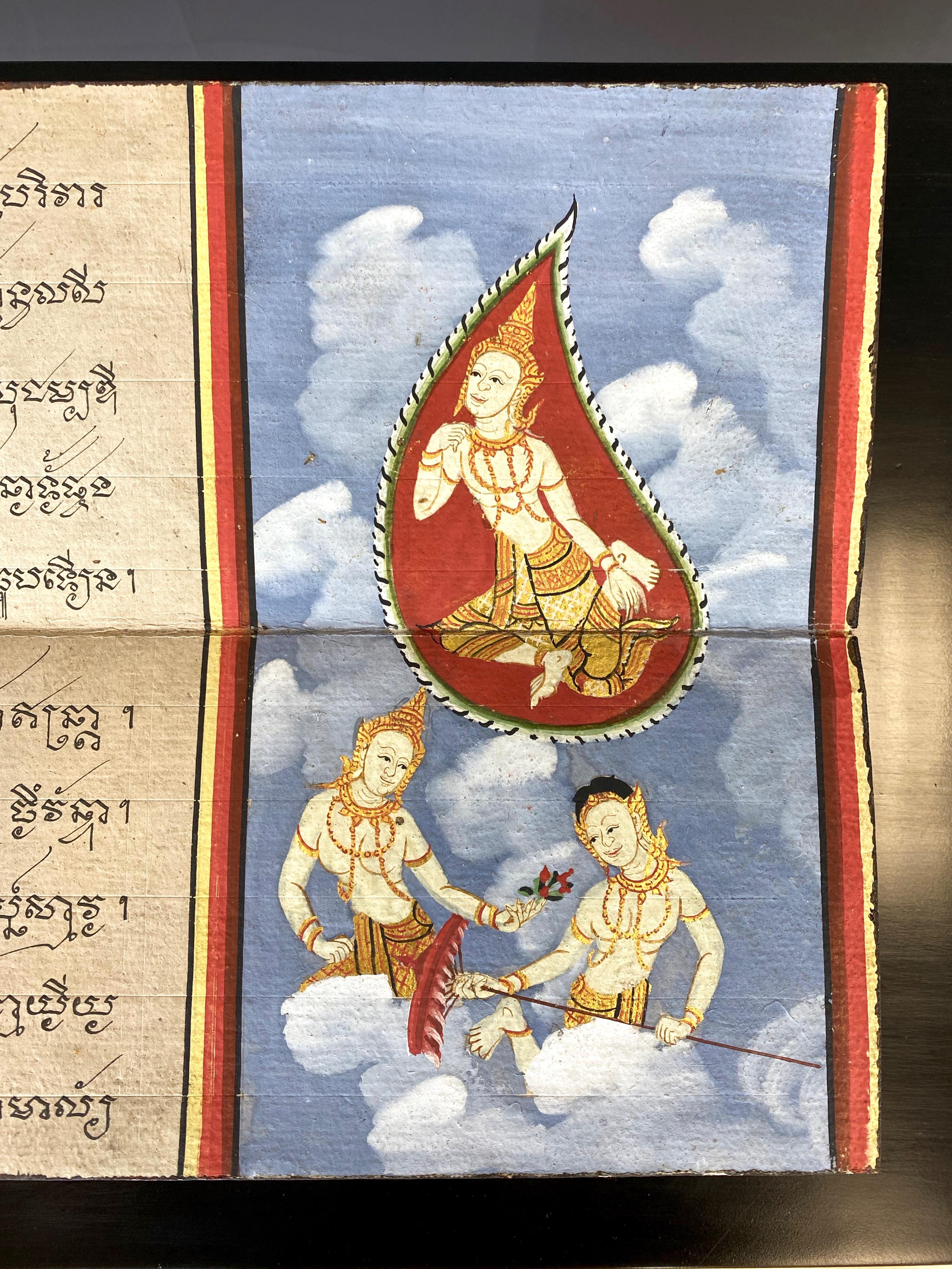 Antique Thai Buddhist Phra Malai Samut Khoi Illustrated Manuscript, 19th Century 1