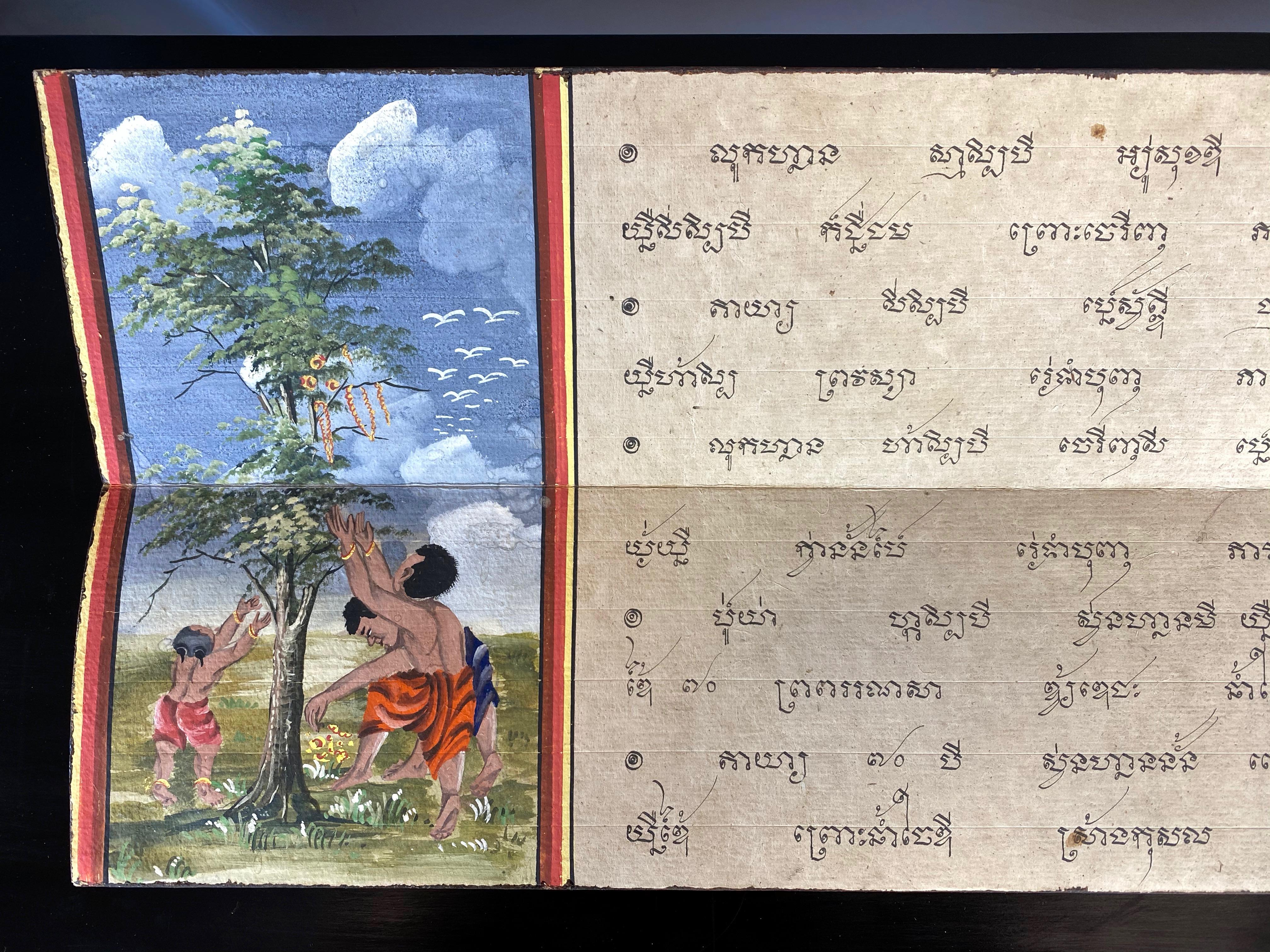 Antique Thai Buddhist Phra Malai Samut Khoi Illustrated Manuscript, 19th Century 2
