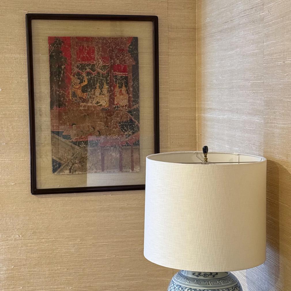 Ancienne peinture bouddhiste thaïlandaise sur toile, école Rattanakosin en vente 4