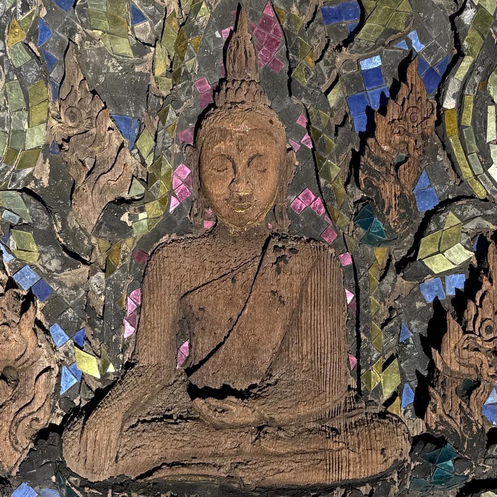 20th Century Antique Thai Buddhist Temple Gable Panel For Sale