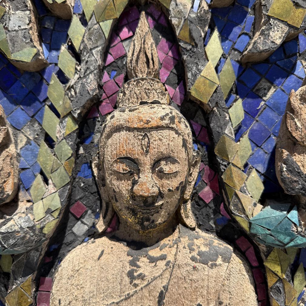 Mirror Antique Thai Buddhist Temple Gable Panel