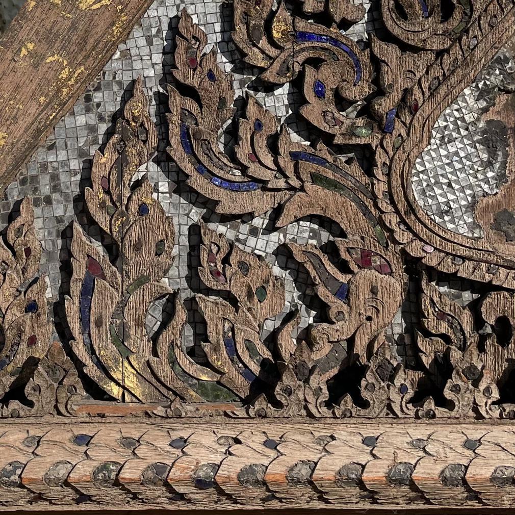 19th Century Antique Thai Buddhist Temple Pediment For Sale
