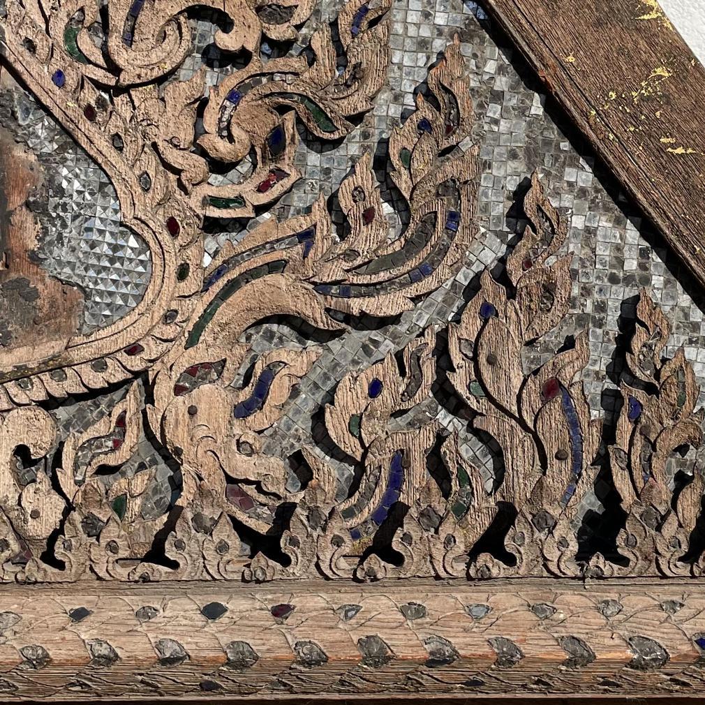 Teak Antique Thai Buddhist Temple Pediment For Sale
