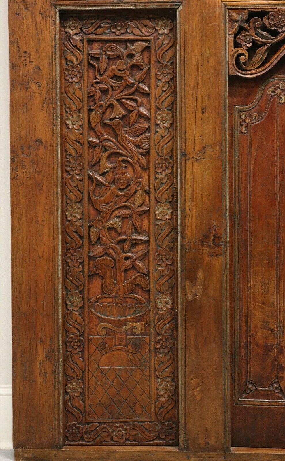 Antique Thai Carved Panel with Doors - Use as Headboard, Room Divider, Wall Art In Good Condition In Charlotte, NC