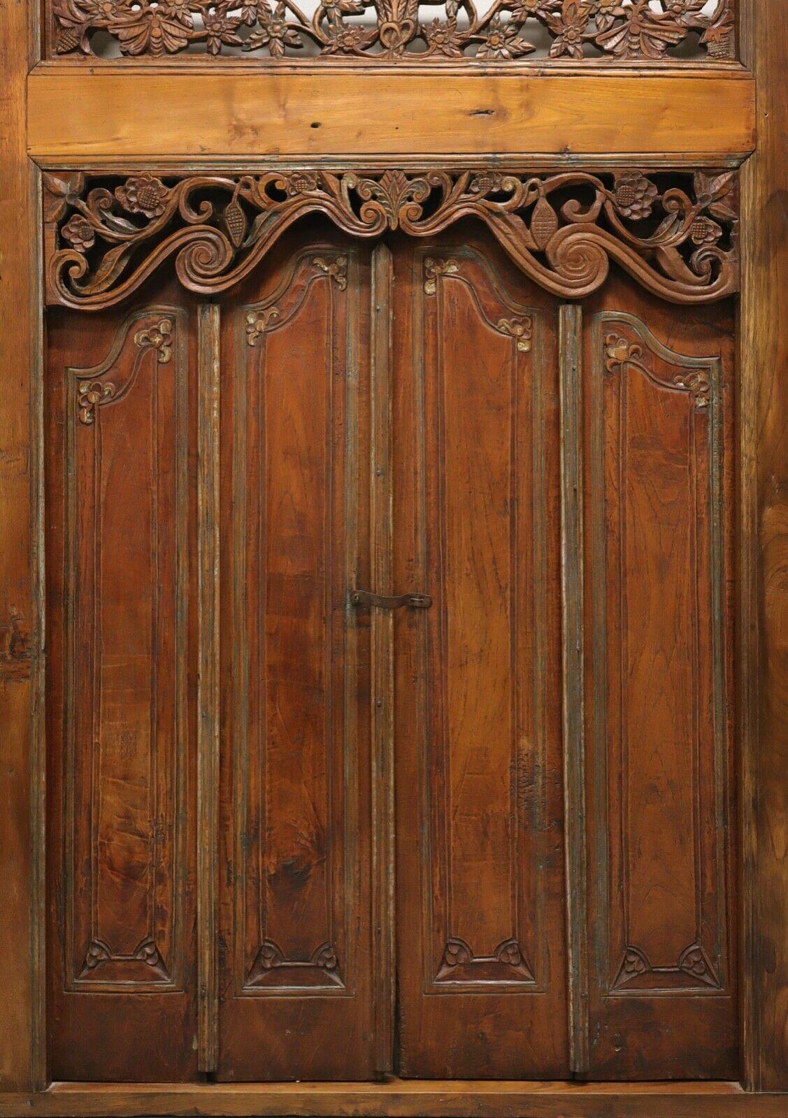 19th Century Antique Thai Carved Panel with Doors - Use as Headboard, Room Divider, Wall Art