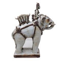 Antique Thai Ceramic White War Elephant