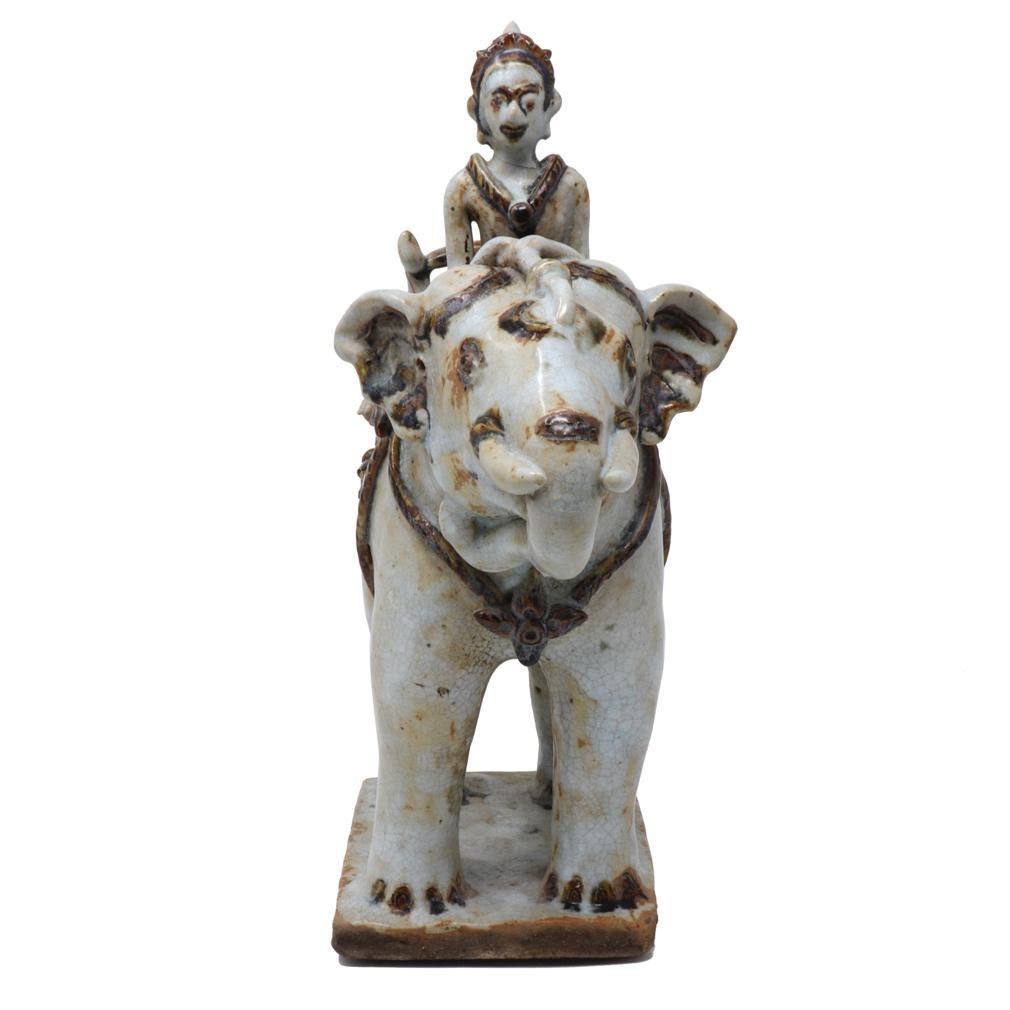 Antique Thai Ceramic White War Elephant For Sale 1