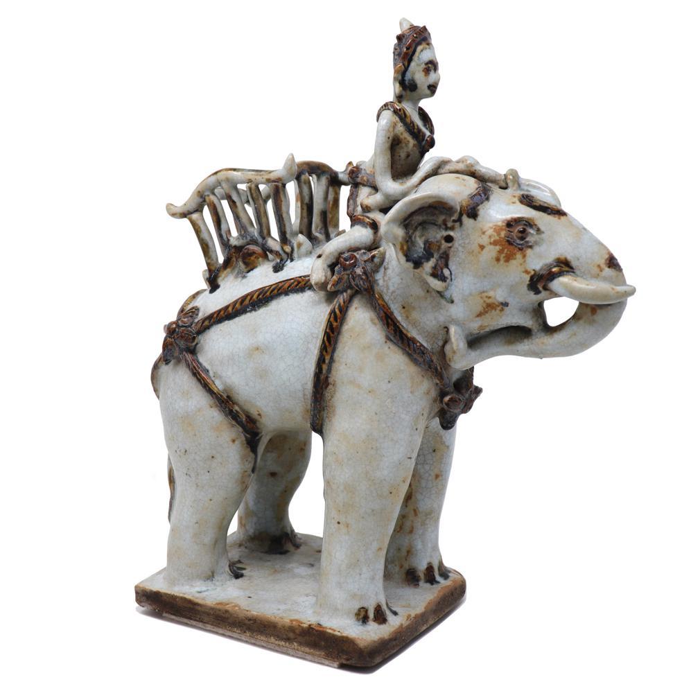 Antique Thai Ceramic White War Elephant For Sale 2