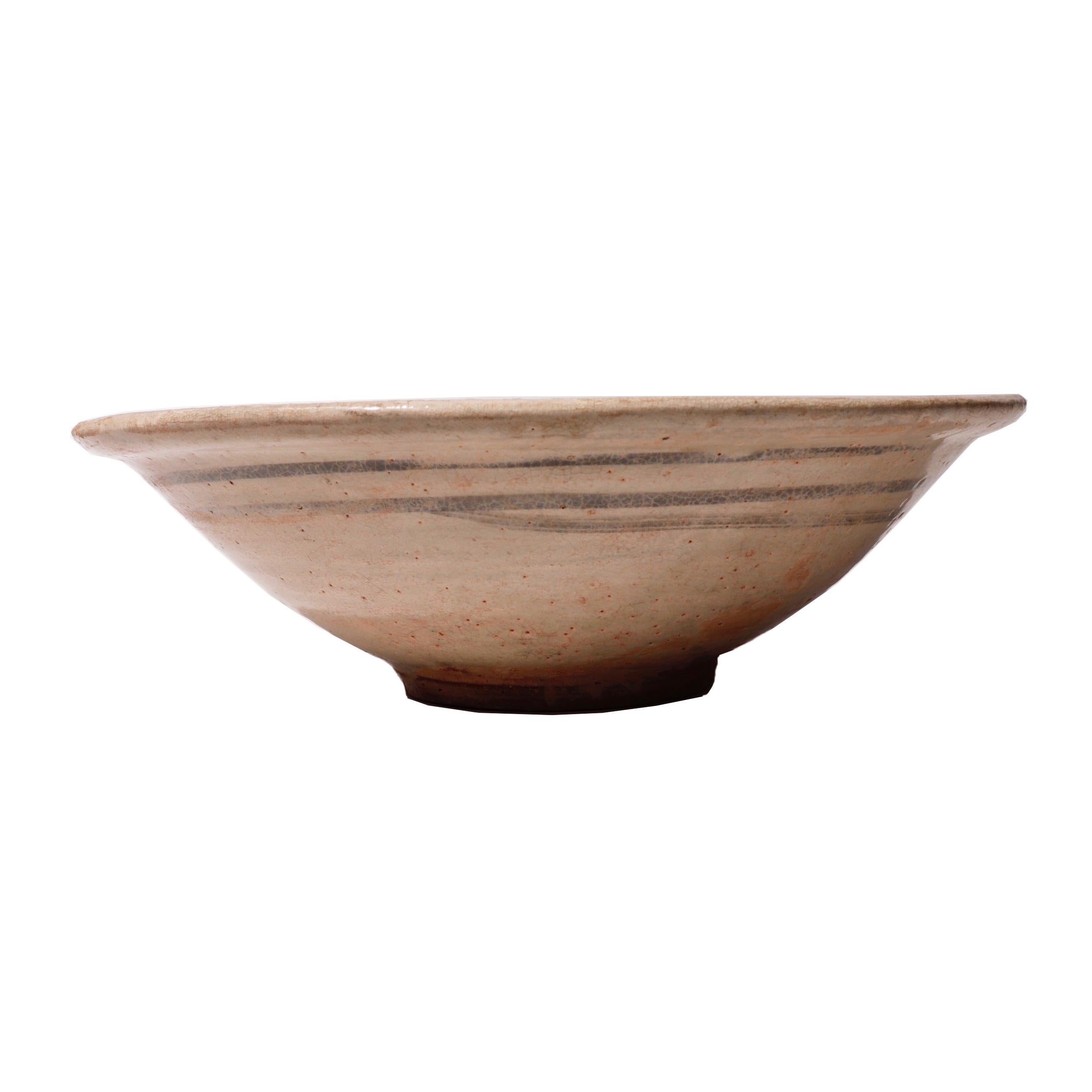 Ceramic Antique Thai Fish Bowl, Sukhothai Kilns For Sale