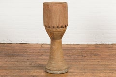 Antique Thai Ceremonial Wooden Drum with Natural Patina