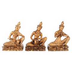 Antique Thai Gilt Bronze Musicians