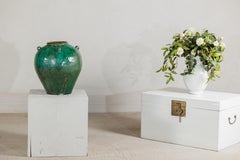 Antique Thai Green-Glazed Water Jar Planter with Loop Handles