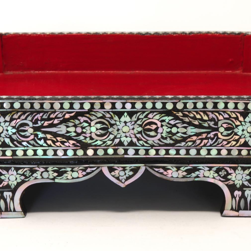 19th Century Antique Thai Mother-of-Pearl Inlaid Offering Tray For Sale