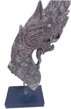 Antique Thai Naga Temple Finial on Stand