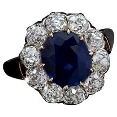 Antiker thailändischer Saphir-Diamant-Verlobungsring