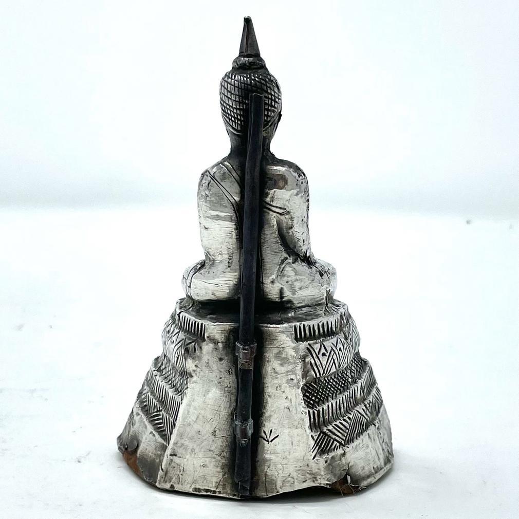 Repoussé Antique Thai Silver Buddha For Sale