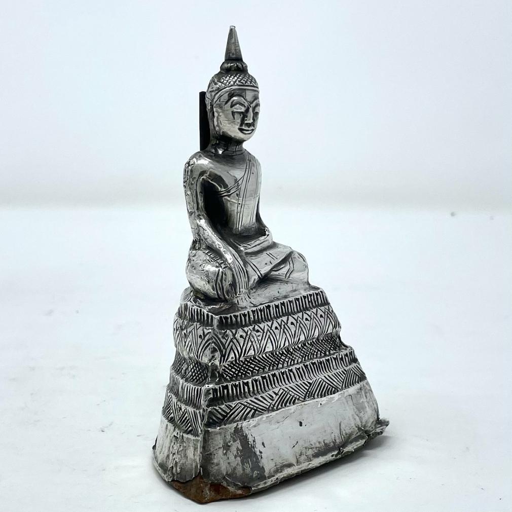 19th Century Antique Thai Silver Buddha For Sale