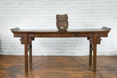 Antique Thai Tribal Carved Wooden Mask Depicting a Swine with Pierced Eyes